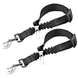 Elastic Nylon Dog Seat Belt, Durable & Adjustable Black Harness, 2 Pcs. Elastic Tether with Metal Buckles, Suitable to Most Car Models, Prevents Distraction & Accident, Fits Small to Large Pets