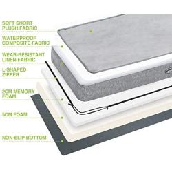 Pecute Orthopedic Dog Bed, Thick Memory Foam Dog Bed for Good Support, Dog Crate Bed with Washable Cover and Waterproof Inner Lining, Plush Mattress for Joint Pain Relief (35X22IN)