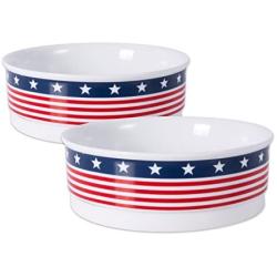 Bone Dry Stars & Stripes Patriotic Flag Ceramic Pet Bowl