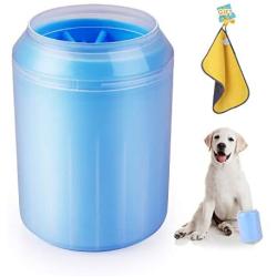 Osense Dog Foot Cleaner, Portable Pet Feet Washer Brush Cleaner Cup with Soft Silicone bristles and Free Towel for Dog & Cat