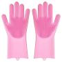 Pet Grooming Gloves Hair Removal,Dog and Cat Brush Dog Bathing Shampoo Gloves Silicone High Density Eco-Friendly for Cats,Dogs&Horses Pink Anti-Bite & Anti-Scratch