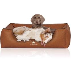 Knuffelwuff Artificial Leather Dog Bed Henderson M-L Small 85 x 63cm Rust