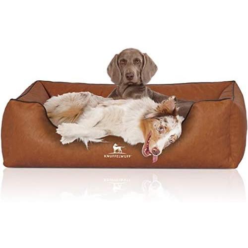 Knuffelwuff Artificial Leather Dog Bed Henderson M-L Small 85 x 63cm Rust