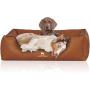 Knuffelwuff Artificial Leather Dog Bed Henderson M-L Small 85 x 63cm Rust