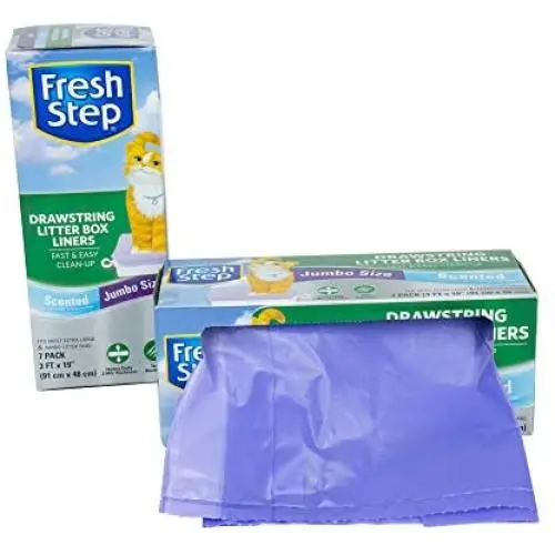 Fresh Step Drawstring Cat Litter Box Liners, Scented, Jumbo Size, 36'' x 19'' - 7 Count Per Box, 2 Boxes