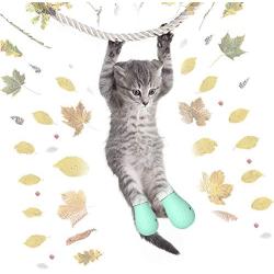 Tylu Cat Anti-Scratch Shoes Boots Cover Anti-Scratch Cat Shoes Kitty Grooming Caps Pet Medical Shoes Pet Caring Adjustable Soft Safe Silica Gel Cat Paw Protector for Home Bathing Checking Treatment