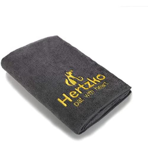 Hertzko Microfiber Pet Bath Towel, Ultra-Absorbent & Machine Washable for Small, Medium, Large Dogs and Cats (Grey)