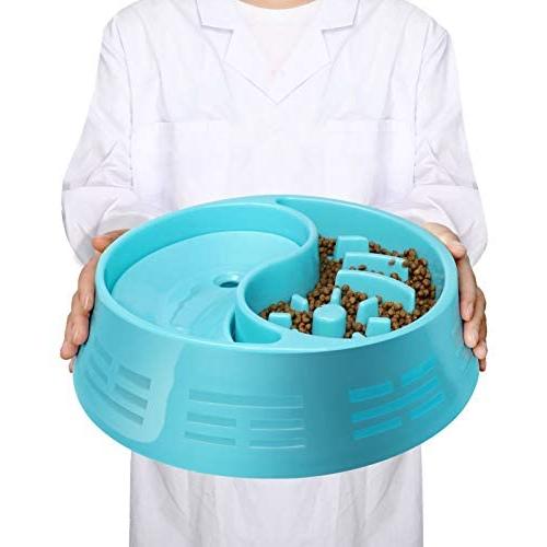 MILIFUN Slow Feeder Dog Bowls,Medium Large Dogs Slow Eating Dog Bowl,Suitable for Dog Food and Water Plastic Double Bowls