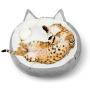 Cat Bed Round Pet Bed for Cats, Kittens, Puppies and Small Dogs / 18.5 inch Washable Pet Bed with Waterproof Bottom (Grey)
