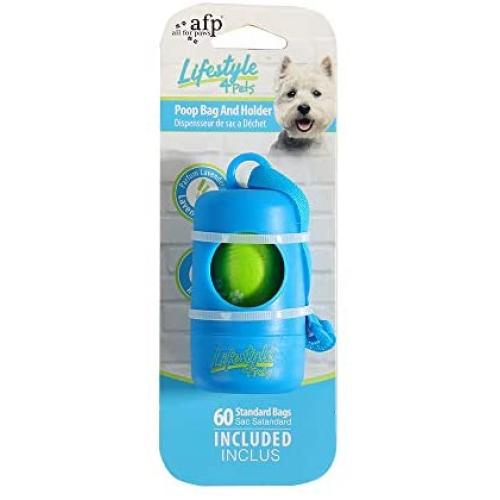 ALL FOR PAWS Dog Poop Bag Holder Leash Dispenser - Fits Any Dog Leash - Dog Waste Bags Dispenser, Includes Free One Roll of 15 Poop Bags