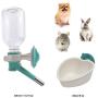 Choco Nose Rabbit No Drip Water Bottle & Food Bowl Set. H528 Wire Cage Leak-Proof Nozzle Chinchilla Toy-Breed Small-Sized Dog Puppy Dispenser Pet Waterer Crate Detachable Crock Animal Feeder BPA-Free