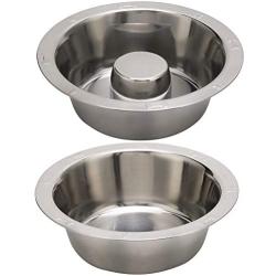 BINGPET Stainless Steel Slow Feed Dog Bowl - 4 Cup Extra Large Pet Slow Feeder, 2 Standard Metal Bowls Fit Elevated Feeders, Eating Bowl, Stops Dog Food Gulping, Dog Food and Water Bowl