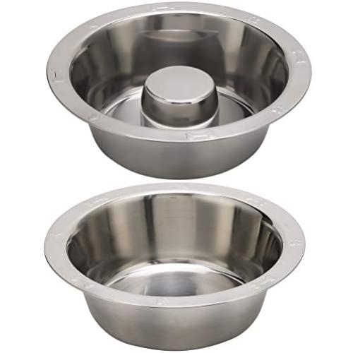 BINGPET Stainless Steel Slow Feed Dog Bowl - 4 Cup Extra Large Pet Slow Feeder, 2 Standard Metal Bowls Fit Elevated Feeders, Eating Bowl, Stops Dog Food Gulping, Dog Food and Water Bowl