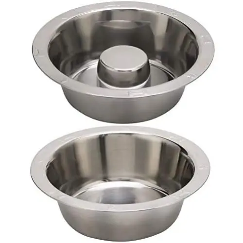 BINGPET Stainless Steel Slow Feed Dog Bowl - 4 Cup Extra Large Pet Slow Feeder, 2 Standard Metal Bowls Fit Elevated Feeders, Eating Bowl, Stops Dog Food Gulping, Dog Food and Water Bowl
