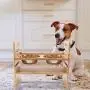 Pet Raised Bowls for Dogs and Cats, Draw Design Adjustable Bamboo Elevated Feeder Stand with 2 Stainless Steel Food and Water Bowls Pet Raised Bowls for Dogs and Cats, Draw Design Adjustable Bamboo Elevated Feeder Stand with 2 Stainless Steel Food and Water Bowls