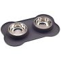 N/E M&J Bone-Shaped Dog Bowl Stainless Steel Dog Bowl, 2 Medium-Sized Bowls (13.3 Ounces Each) Leak-Free, Non-Slip Silicone pad, Used for Small Dogs, Pets, Cats Feeding Bowls