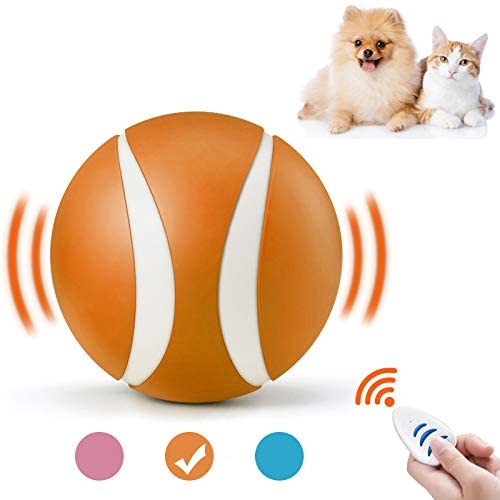 Interactive Dog/Cat Toys Ball, Remote Control Wicked Ball with RGB LED Flash Light, USB Rechargeable Pets Toy Ball for Boredom,1000mAh Battery,360 Degree Auto Rolling/Vibration/Rotating Pets Toy Ball