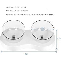 Real Pet Double Cat Bowls - Elevated Cat Food Water Bowls 0/20°Adjustable Tilted Raised Pet Feeder Bowl Tilt Design Neck Guard Stand with Anti Slip Stand for Cats and Small Dogs(Double Bowl)