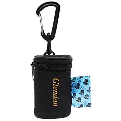 Glendan Dog Poop Bag Holder Leash Attachment,Waste Bag Dispenser - Fits Any Dogs Lead - Includes Free 1 Roll of Dog Bags (Circular)