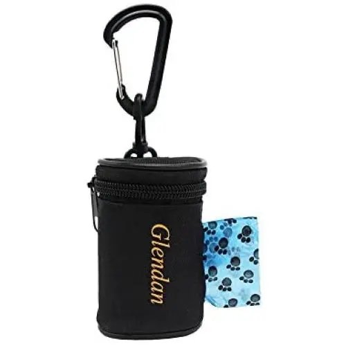 Glendan Dog Poop Bag Holder Leash Attachment,Waste Bag Dispenser - Fits Any Dogs Lead - Includes Free 1 Roll of Dog Bags (Circular)