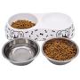 Food Grade Melamine Double Dog Bowls Double Premium Stainless Steel Bowls Pet Food Water Feeder for Medium Dog No More Than 40 pounds