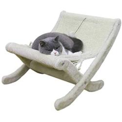 Large Cat Hammock Sturdy Chair Cat Bed with Scratching Pad and Hang Ball Toys, Hanging Soft Pet Bed for Kitten Ferret Pubby,Self Warming Cat Bed Cushion