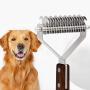 LUOWAN 2 Sided Professional Grooming Rake for Cats & Dogs-Dematting Undercoat Rake Stripper Tool-Deshedding Brush for Dogs & Cats,Shedding Brush Stainless Steel with Wooden Handle