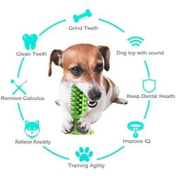 Zozostore Dog Toothbrush Squeaky Chew Toys – 2020 Upgraded Sonic Puppy Teeth Cleaning Stick - Natural Rubber Dental Care Toothbrush, with 2PCS Straw Cleaning Brush.