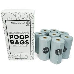 Leashboss OXO-Biodegradable Dog Poop Bags - 120 Bags, 8 Rolls Unscented Leak Proof Waste Bag Rolls (Gray, 8 Rolls)