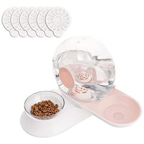 FORPETS Pet Gravity Waterer Automatic Dog Water Bowl Dispenser and Food Bowl Pet Fountain with 6 Replacement Filters