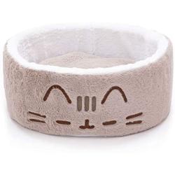 Pusheen Sleepy Face Cuddling Grey Cat Bed, 18'' L X 18'' W X 6.5'' H, One Size Fits All, Gray / White