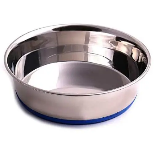 Max and Neo Heavyweight Non-Skid Rubber Bottom Stainless Steel Dog Bowl Max and Neo Heavyweight Non-Skid Rubber Bottom Stainless Steel Dog Bowl