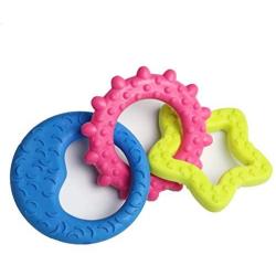 Roxy shop 2/3 Pcs Pets Toy Play Strong Tough Virtually Indestructible Colorful Rubber Bite Dog Teething Chew Toy Moon Star Sun Shape Lantern Ring Type