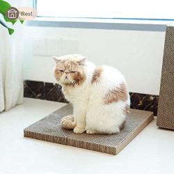 ComSaf Foldable Cat Scratcher Cardboard Refill, Expandable Corrugated Scratch Pad, Scratching Lounge Bed, Cat Training Toy for Cats Kitten, Furniture Protection, Revisible