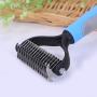 Novicey Dematting Tool for Dogs &Cats, Pet Grooming Undercoat Rake with Two-Side,Professional Stainless Steel Demat Comb Removes Loose Undercoat, Mats, Tangles and Knots Blue
