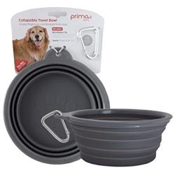 Prima Pets Collapsible Silicone Food & Water Travel Bowl with Clip for Dog and Cat, Small (1.5 Cups) & Large (5 Cups)