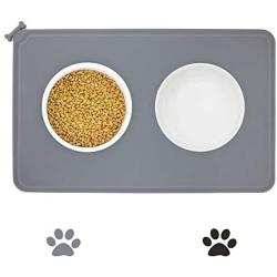 Ptlom Pet Placemat for Dog and Cat, Mat for Prevent Food and Water Overflow, Suitable for Small, Medium and Large Pet, Silicone