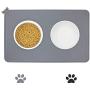 Ptlom Pet Placemat for Dog and Cat, Mat for Prevent Food and Water Overflow, Suitable for Small, Medium and Large Pet, Silicone
