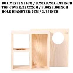 Hamster Pine Wood Chamber Hideout, Multi-Chamber Hamster House Maze - Small Pets House Habitats Decor for Hamster Mice Gerbils Mouse
