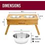 Morvat Raised Dog Bowl Feeding Station for Large Dogs -Double Dog Dishes Elevated for Large Dogs & Cat Pet Feeder, Adjustable Bamboo Dog Dishes for Large Dogs - 3 Heights & 4 Stainless Steel Dog Bowls