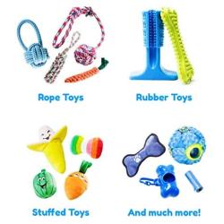 Pacific Pups Products supporting PacificPupRescue.com - 18 Piece Dog Toy Set with Dog Chew Toys, Rope Toys for Dogs, Plush Dog Toys and Dog Treat Dispenser Ball - Supports Non-Profit Dog Rescue