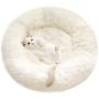HAITRAL Fluffy Pet Bed- Dog Bed for Small Dogs with Round Donut Shape, Pet Calming Bed for Dogs Cats Rabbit, Warm& Cozy& Machine Washable-23.62 x 23.62 x 1.18 inches, Grey/Dark Grey/White