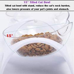 JiangYan-US Cat Bowls Elevated with Stand, 15° Tilted Raised Cat Food Water Bowl, Pet Feeder Bowl Dish Stress-Free Suit for Cats and Small Dogs