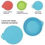 SENHAI 3 Pcs Silicone Pet Can Covers & 2 Pcs Pet Spoons, Canned Food Lid and Spoon for Dog and Cat, One Meet Three Sizes - Red Green, Light Blue