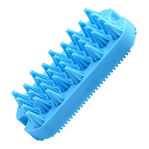 Aufew Dog Grooming Deshedding Brush, Pet Bathing Shampoo Brush for Dogs and Cats, Double Sided Silicone Hair Shedding Brushes for Pets with Short or Long Hair (Blue) Aufew Dog Grooming Deshedding Brush, Pet Bathing Shampoo Brush for Dogs and Cats, Double Sided Silicone Hair Shedding Brushes for Pets with Short or Long Hair (Blue)