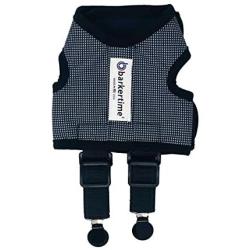 Barkertime Dog Diaper Suspender Harness - Black and White Gingham Diaper Suspender Harness to Keep Dog Diapers On, L - Made in USA