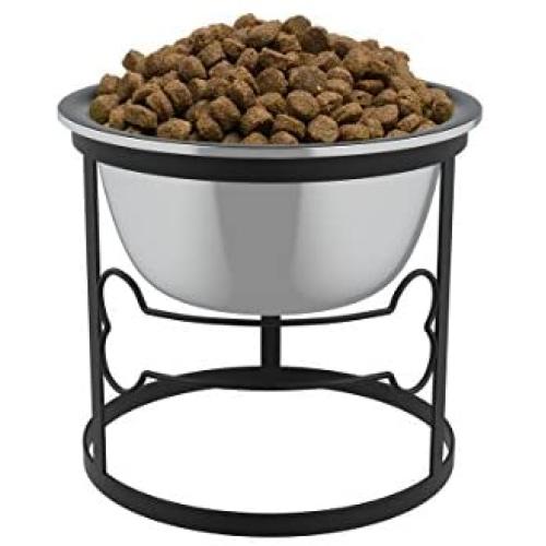 Stainless Steel Elevated Pet Bowl with Stand for Dogs and Cats-Raised Feeder for Food/Water With Removeable Dishwasher Safe Dish- 40 Oz By PETMAKER