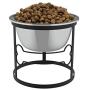 Stainless Steel Elevated Pet Bowl with Stand for Dogs and Cats-Raised Feeder for Food/Water With Removeable Dishwasher Safe Dish- 40 Oz By PETMAKER