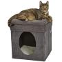 MidWest Homes for Pets New World Cat Cube with Cat Bed Topper, 15.5L x 15.5W x 16.5H, Gray