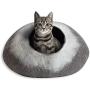 HIMAL 100% Natural Handmade Merion Wool Cat Cave, Bed from Nepal - Grey and White
